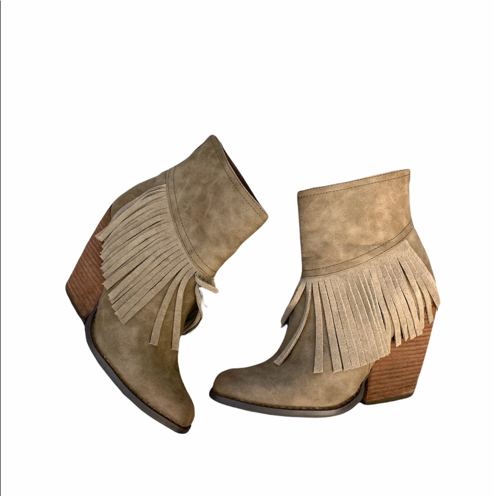 Very Volatile Tassel Leather Fringe Boots, Size 7.5